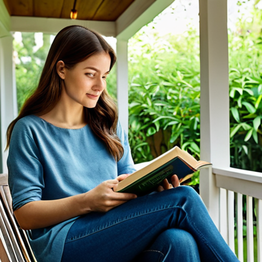 정보 다이어트법과 인간관계 개선 - Digital Detox**

"A woman in comfortable clothing sitting on a porch swing, looking out at a lush ga...