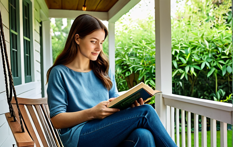 정보 다이어트법과 인간관계 개선 - Digital Detox**

"A woman in comfortable clothing sitting on a porch swing, looking out at a lush ga...