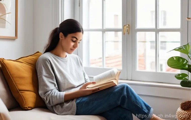 정보 다이어트법의 성공을 위한 팁 - **Prompt 1: Mindful Disconnection at Home**
    A peaceful scene inside a cozy, well-lit Portuguese ...