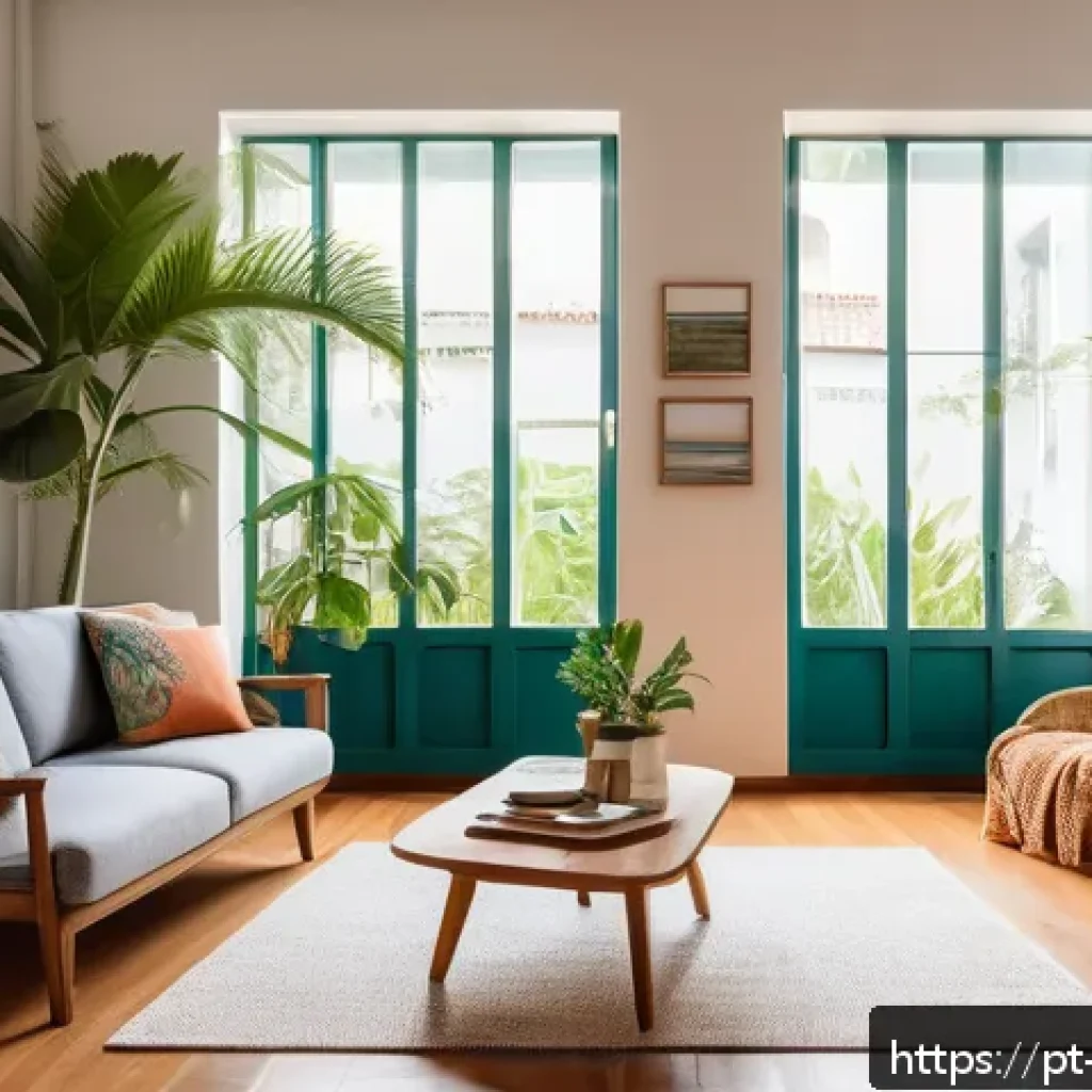 SNS 사용 줄이기 전략 - A cozy modern living room in a Brazilian apartment with a young adult sitting comfortably on a couch...